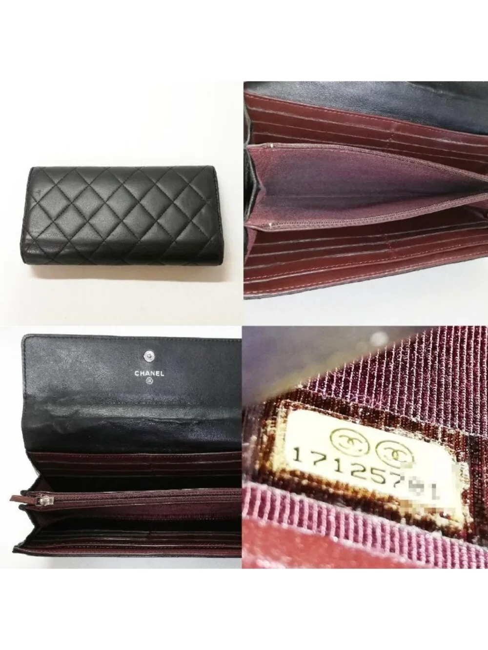 Chanel Lambskin Quilted Wallet Black Silver
